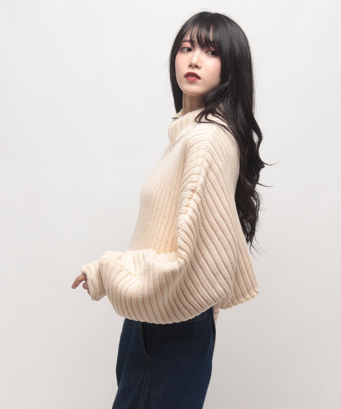 クーポン】【セール 60%OFF】【Chico】ハイネックZIP短丈リブCD
