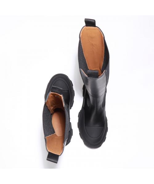 箱B】GANNI ロングブーツ High Chelsea Boot Black Stitch 箱B】GANNI ロングブーツ High Chelsea Boot Black Stitch
