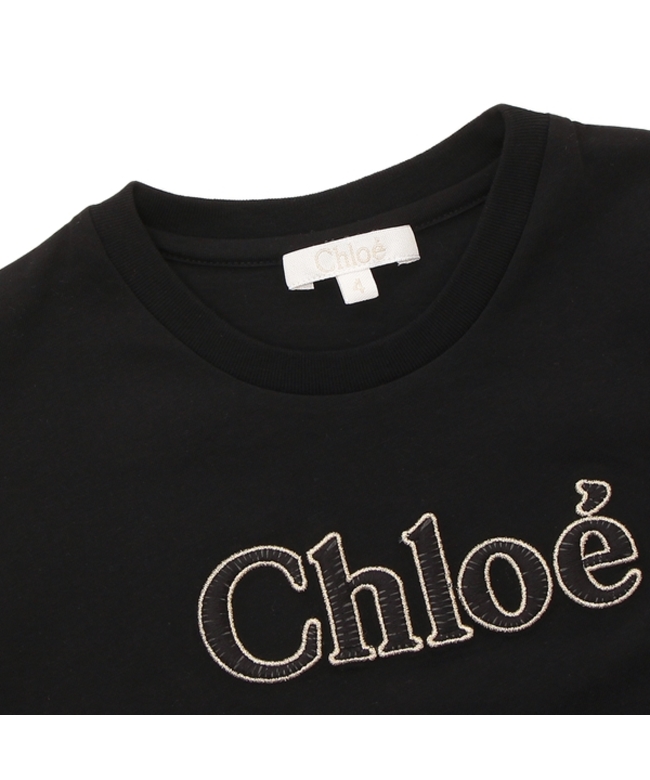 クロエ Tシャツ カットソー ロゴ ブラック ガールズ CHLOE C15E32 09B