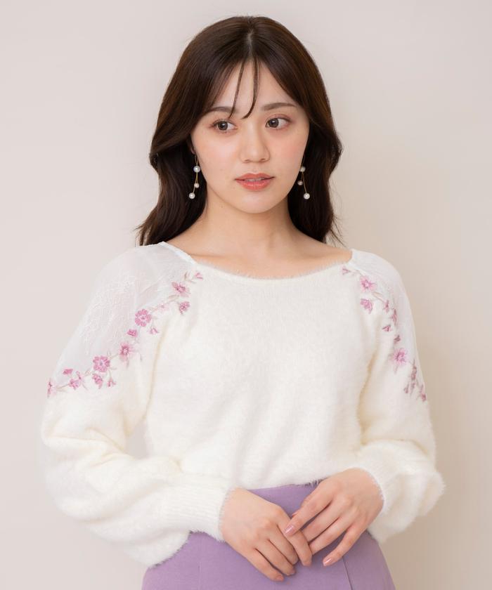 セール】Vネック刺繍シャギーニット(505798194) | ウィル
