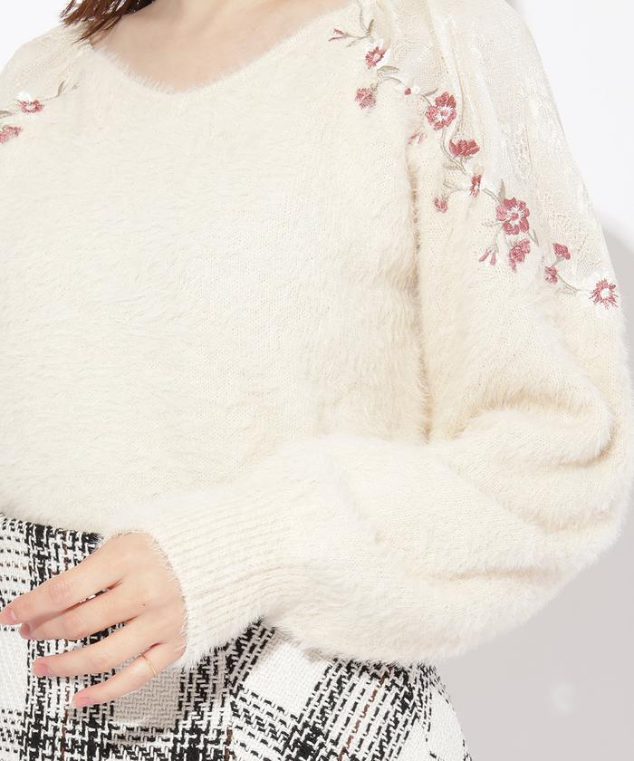 セール】Vネック刺繍シャギーニット(505798194) | ウィル セール】Vネック刺繍シャギーニット(505798194) | ウィル