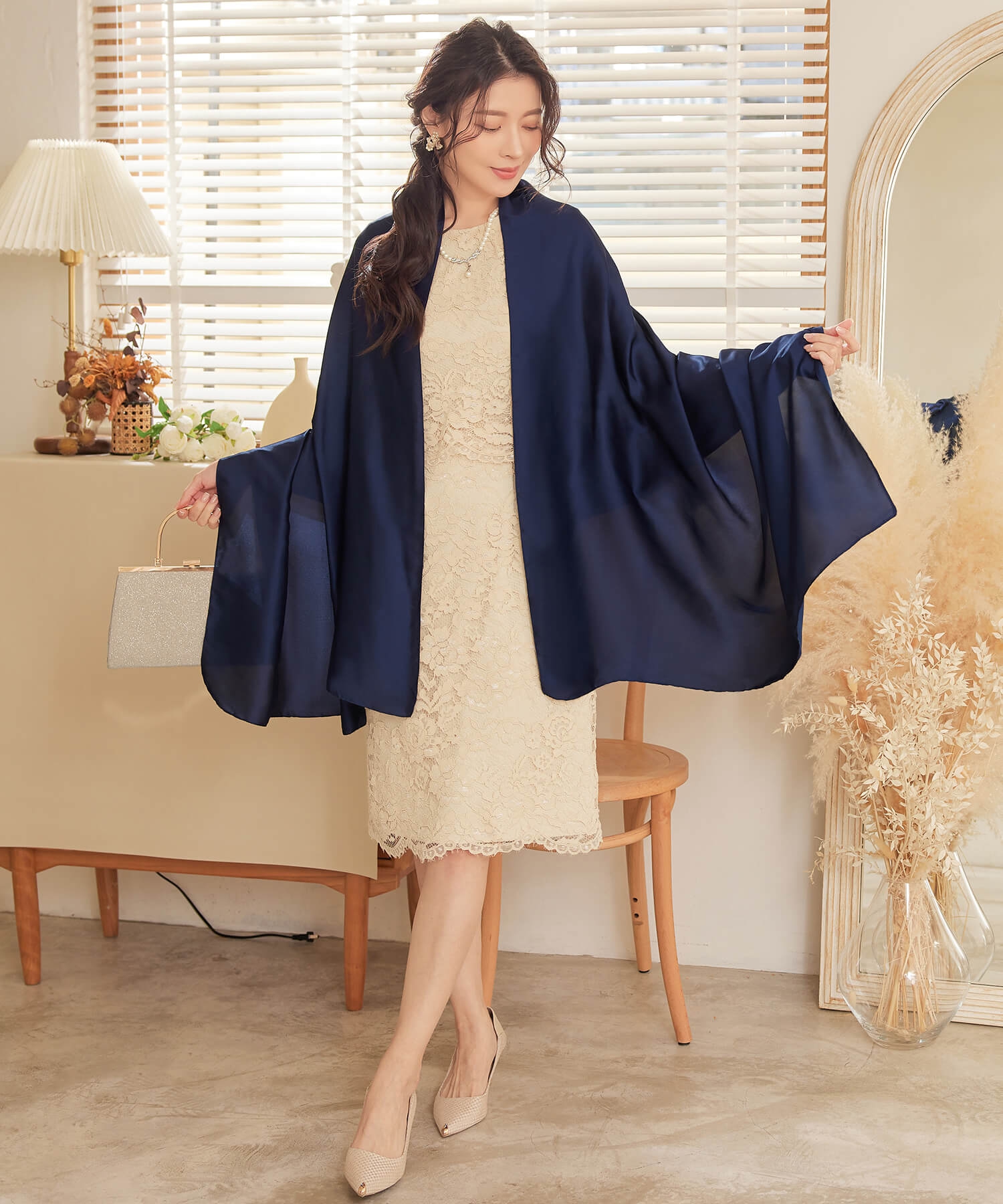 ドレスプラス DRESS+ パティーストール ショール 大判 留め具