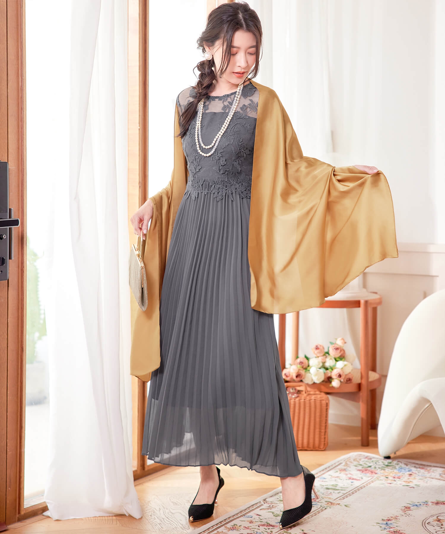 LANVIN エレガント ファー ストール マフラー パーティ ドレス 極美品 9605model2.jpg