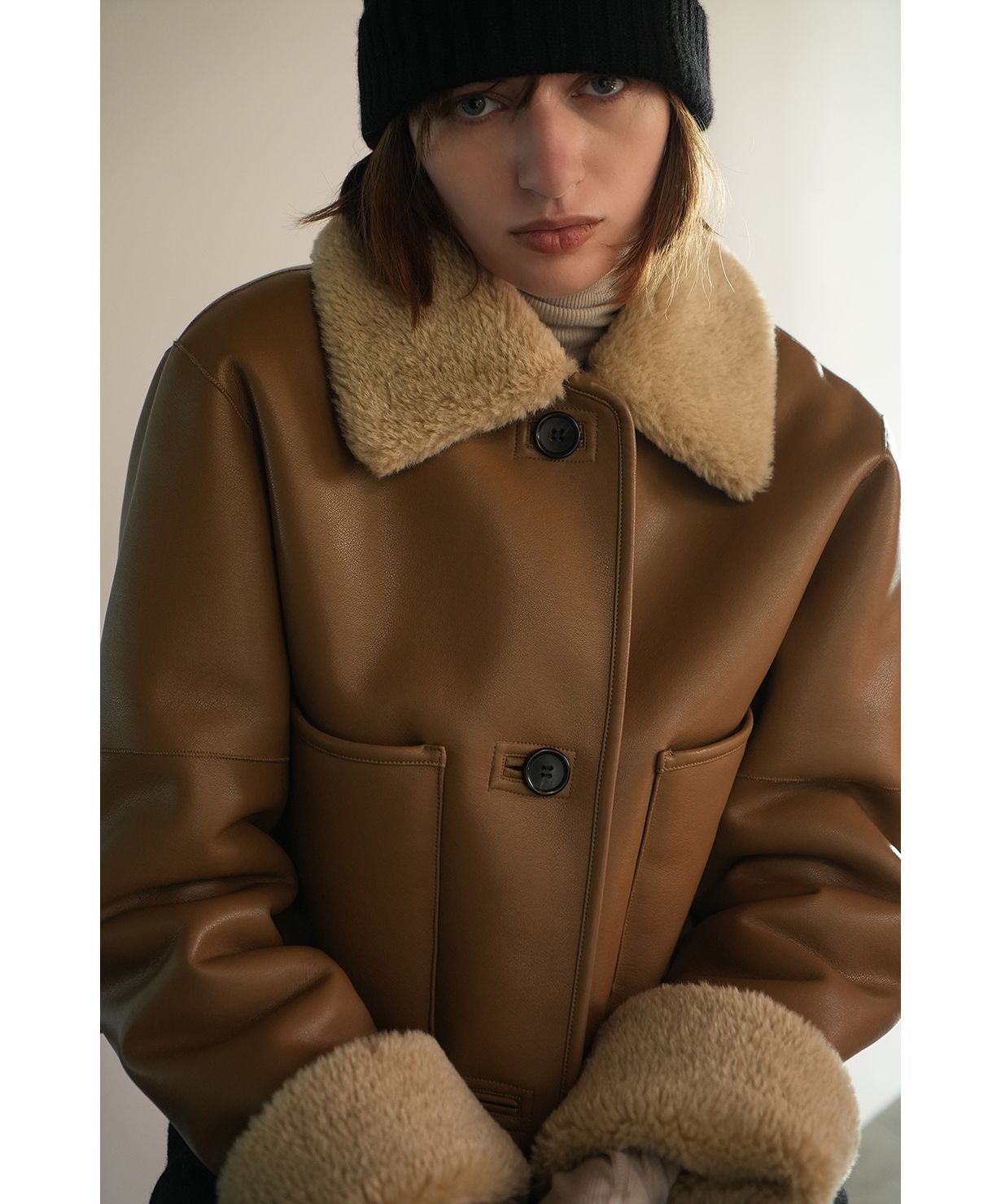VEGAN LEATHER BOA SHORT JACKET(505796405) | クラネ(CLANE VEGAN LEATHER BOA SHORT JACKET(505796405) | クラネ(CLANE
