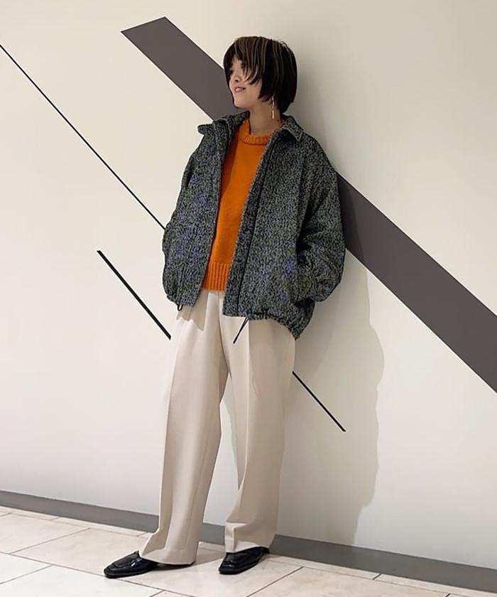 セール】ネップヘリンボーンツイードブルゾン《S Size Line セール】ネップヘリンボーンツイードブルゾン《S Size Line