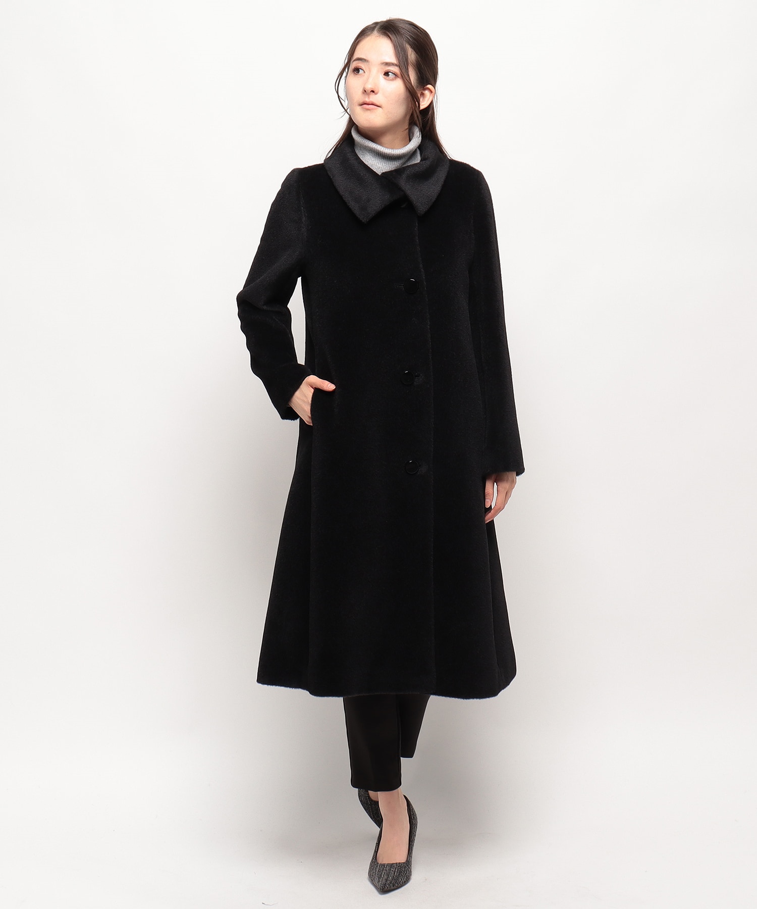 アルパカ混ロングコート【セレモニー】【Leilian WHITE LABEL