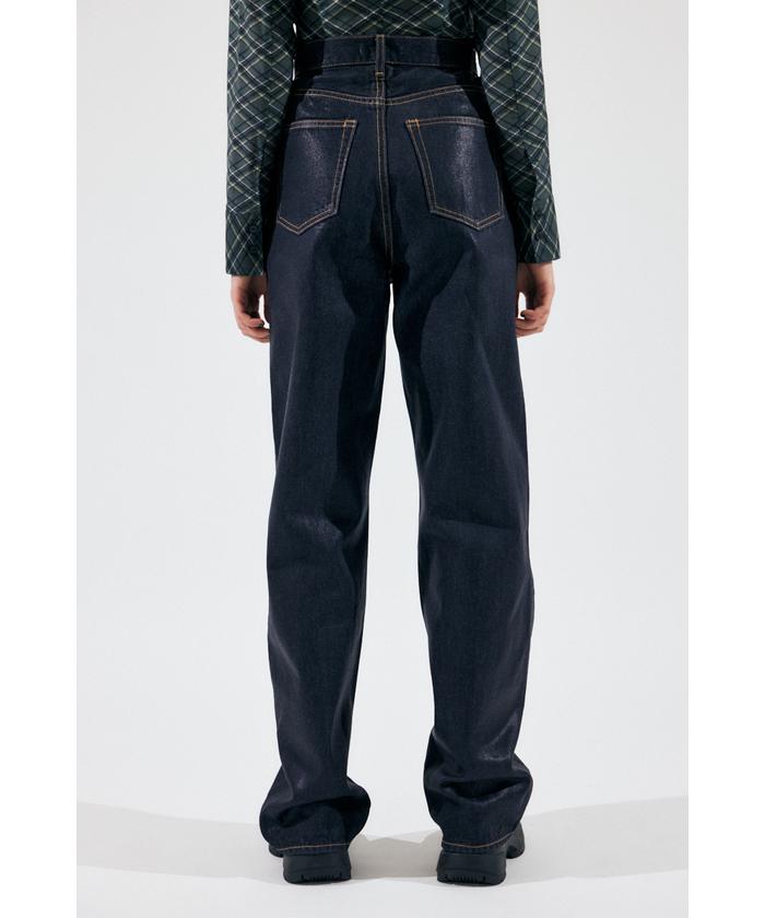 パンツ MOUSSY HW COATED LOOSE STRAIGHT マウジー MOUSSY HW COATED LOOSE STRAIGHT （L/BLU1