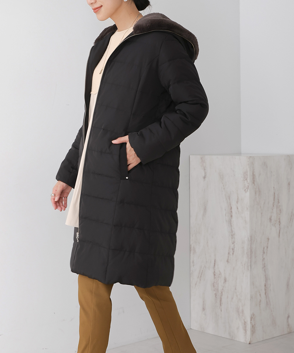モス モッシュ コート レディース アウター NOVA COAT - Down coat - forest night スコットクラブ SCOTCLUB バイカラーロングダウンコート （ダーク