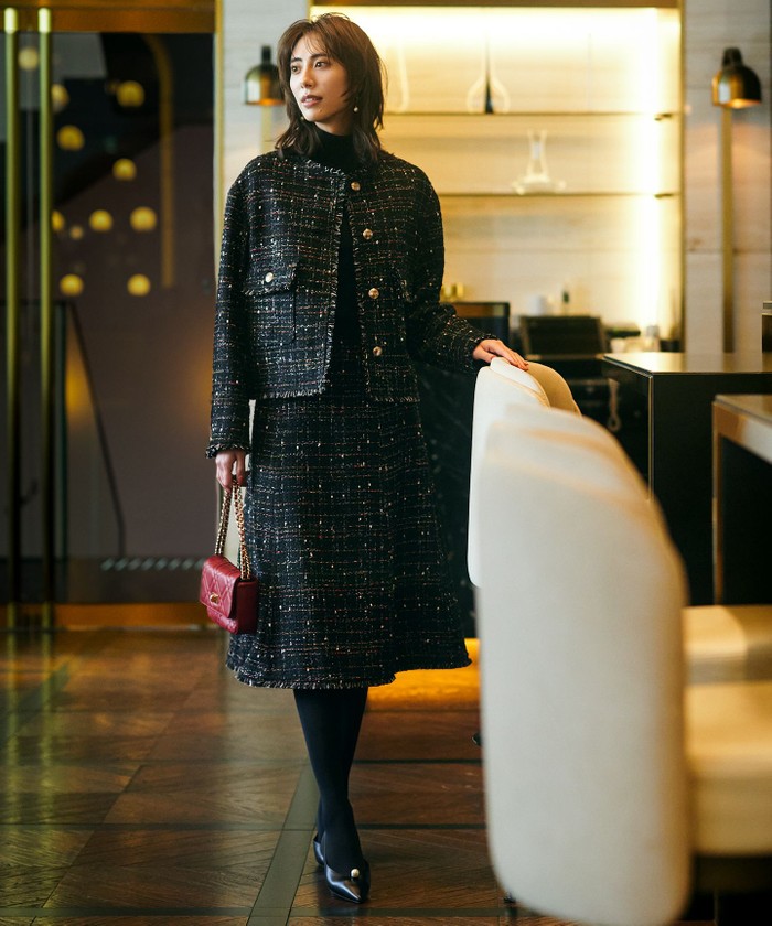 美品 TO BE CHIC ツイードジャケット 白黒 サイズ42*NC403