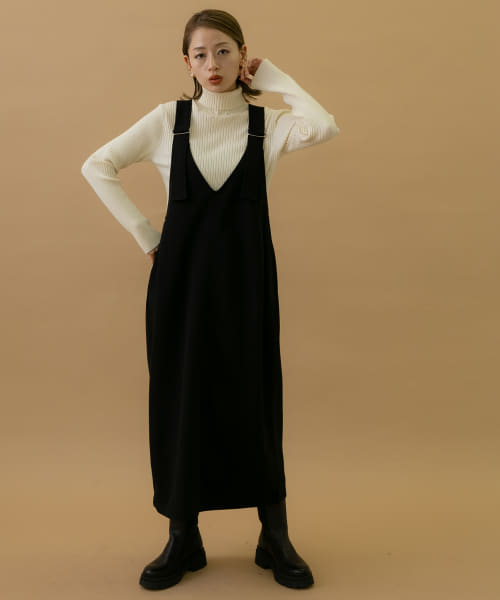 クーポン】【セール 50%OFF】Vネックジャンパースカート