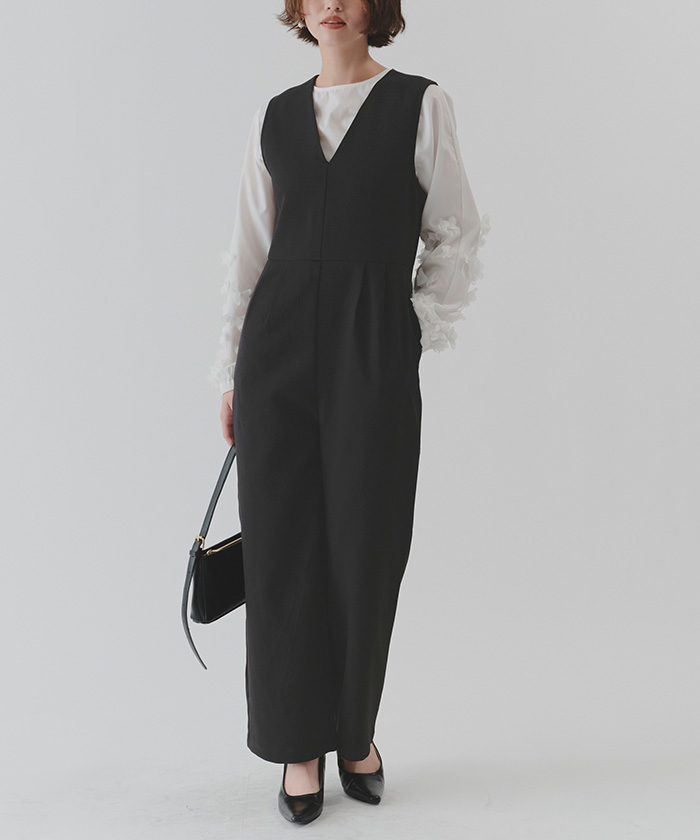 だいきち　定価¥29,700 タックデザインベルトオールインワン 完売品 サイドベルトタックデザインオールインワン-short & regular