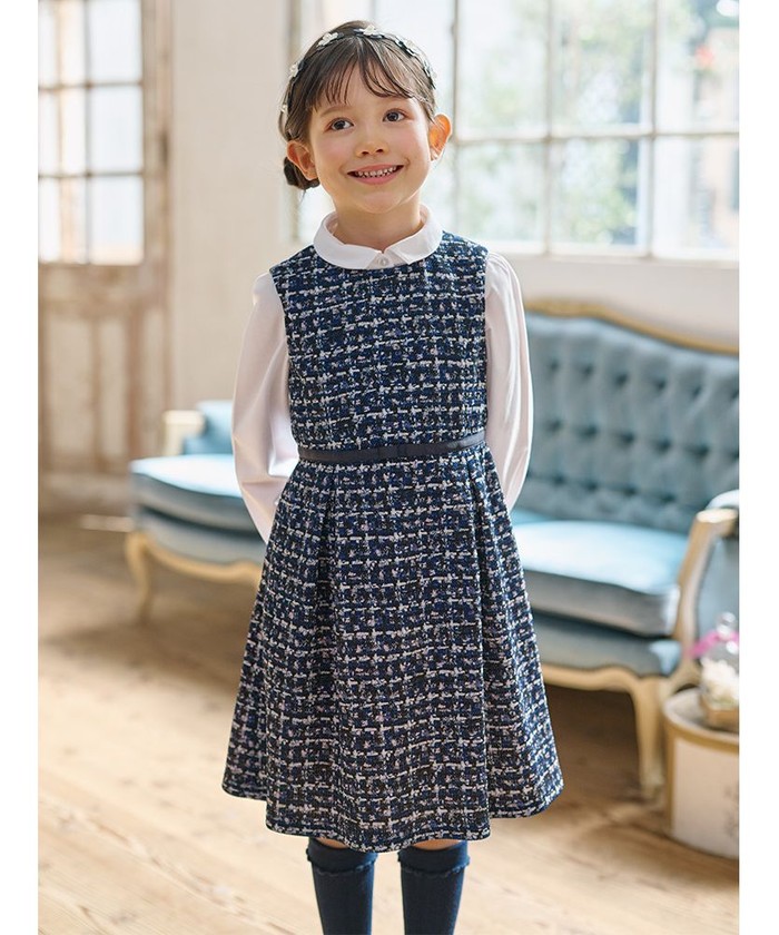 最安値 セール 30%OFF】【110－140cm】ツイードライクジャージー ワンピース