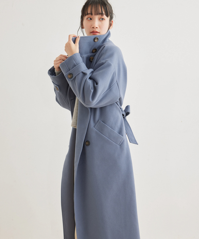 クーポン】【セール40%OFF】ニットモッサスタンドカラーロングコート