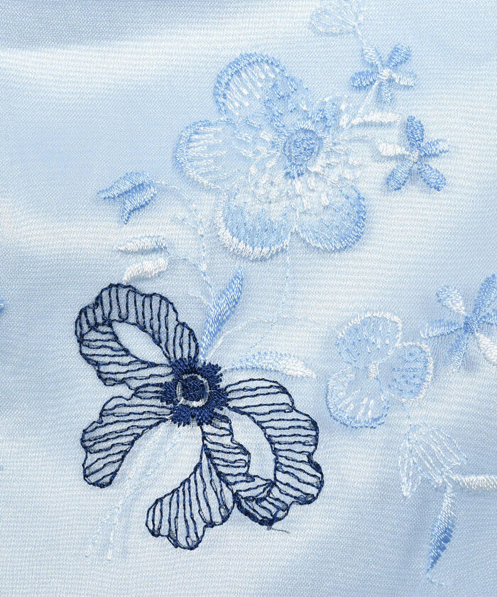 【送料込】花柄 オーガンジー 刺繍 リボン ミディ丈 ワンピース 日本製】オーガンジー花柄リボン刺しゅうワンピース(110~130cm