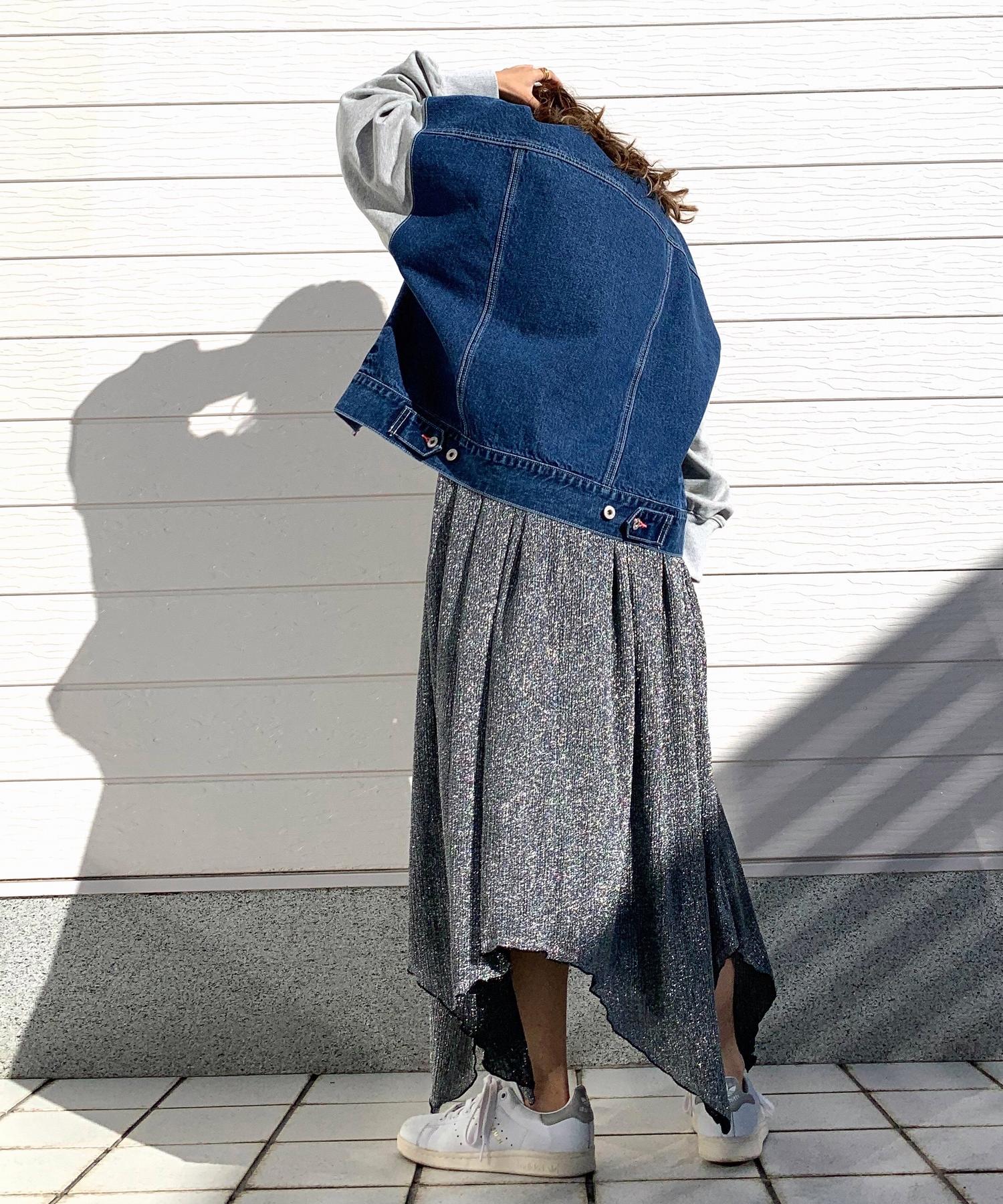 Ameri DENIM SWEAT OVER TOP ドッキングスウェット AMERI/アメリ】からデニムスウェットドッキングトップ入荷です