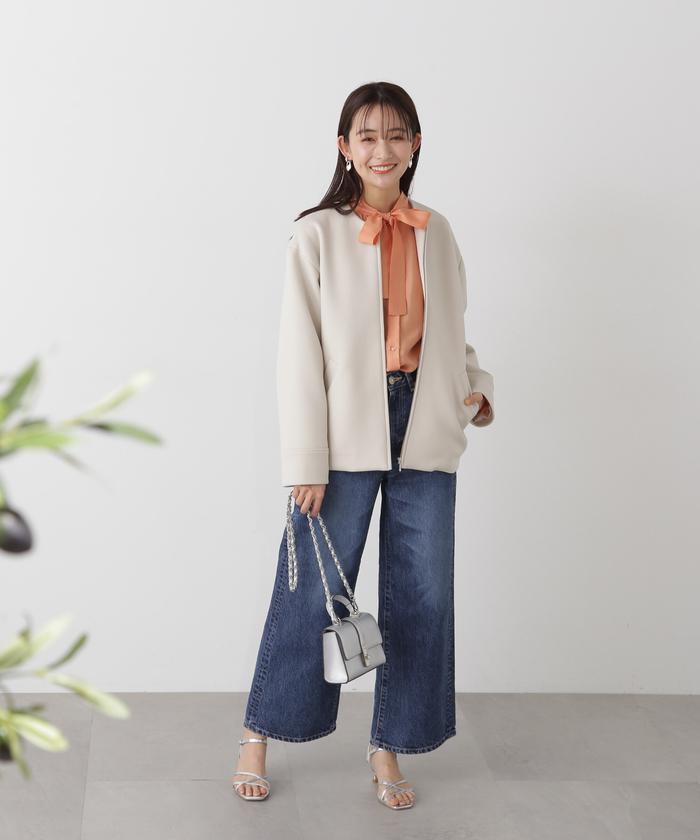 JOURNAL STANDARD ゴブランペーズリーノーカラーブルゾン エアーノーカラーブルゾン/ブラック | Factelier (ファクトリエ)