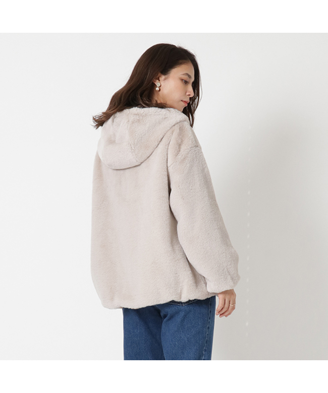 Herno ベージュ モッズコート ファー付き