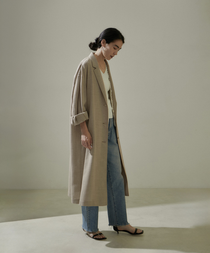 新品入荷 セール】[24SS]リネンライクガウンコート【セットアップ対応 ジャケット・アウター