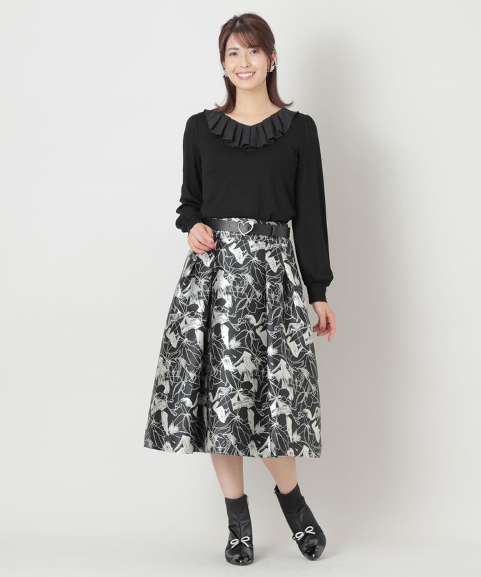 新品TOBECHICトゥービーシック リボンドットジャカードシャンブレーブラウス フラワージャカード ワンピース(ワンピース)｜TO BE CHIC(トゥー