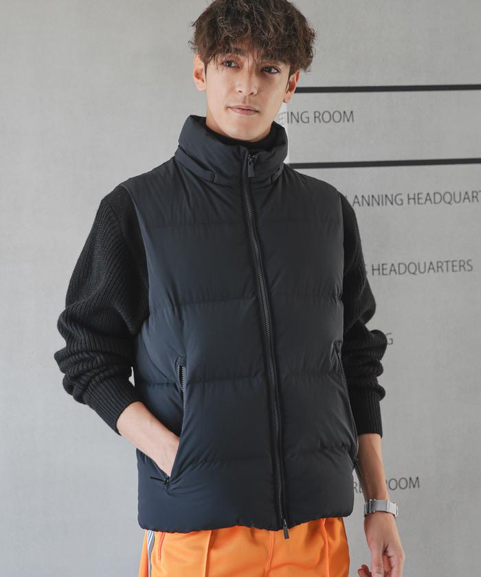 ナノユニバース 西川ダウン 極美品 ベスト ブラック フード付き