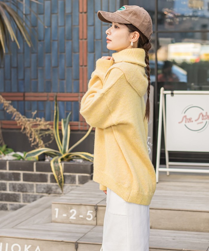 セール 50%OFF】【衿スヌード付2WAY】ニットネック付ニットプル