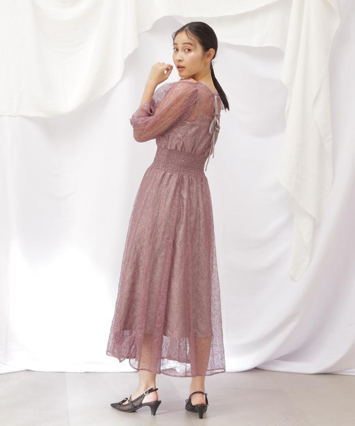 セール 30%OFF】スパンコールレースボリュームスリーブ セール 30%OFF】スパンコールレースボリュームスリーブ