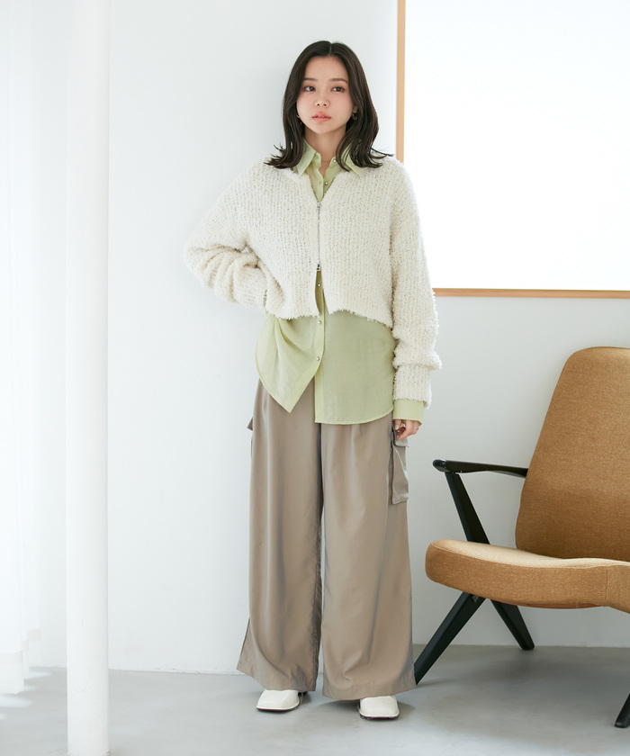 リボンヤーンZIPカーディガン セール 40%OFF】リボンヤーンジップカーディガン(505814918