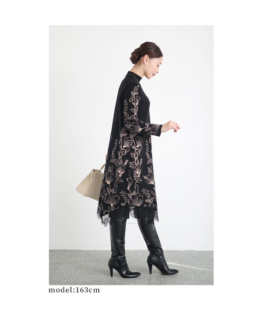 サワアラモード Sawa a la mode 草花咲く裾レースニット