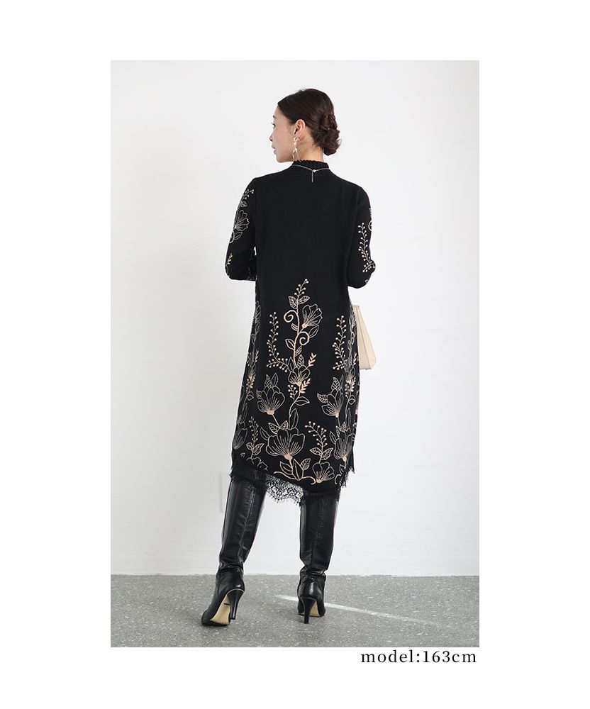 サワアラモード Sawa a la mode 草花咲く裾レースニット