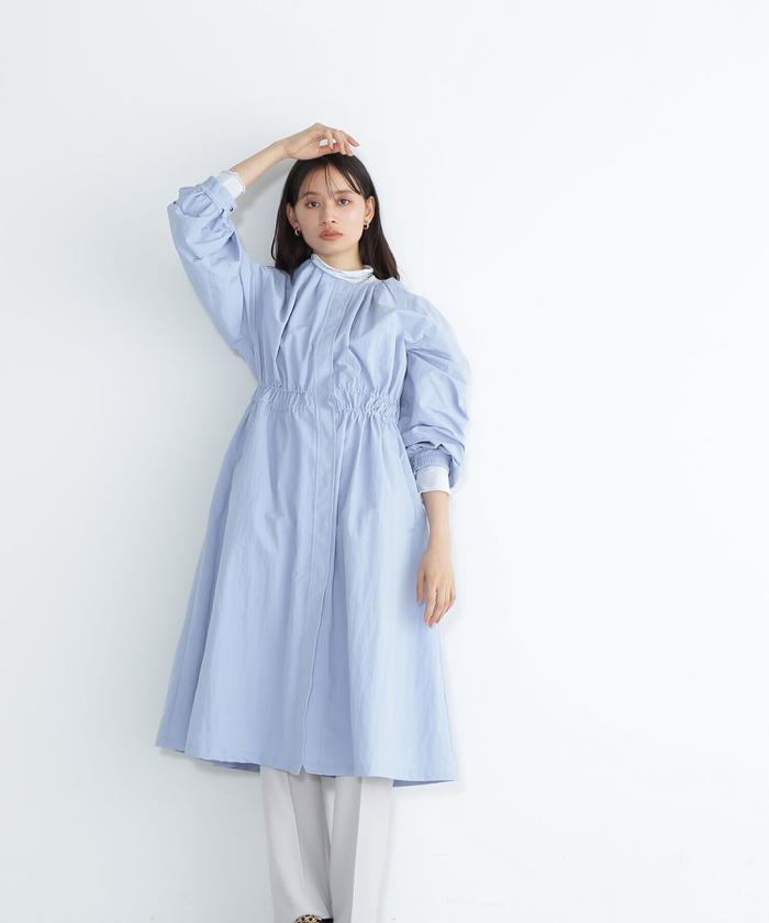 NATURAL BEAUTY BASIC ノーカラーナイロンコート セール】ノーカラーナイロンコート 24SS(505802913