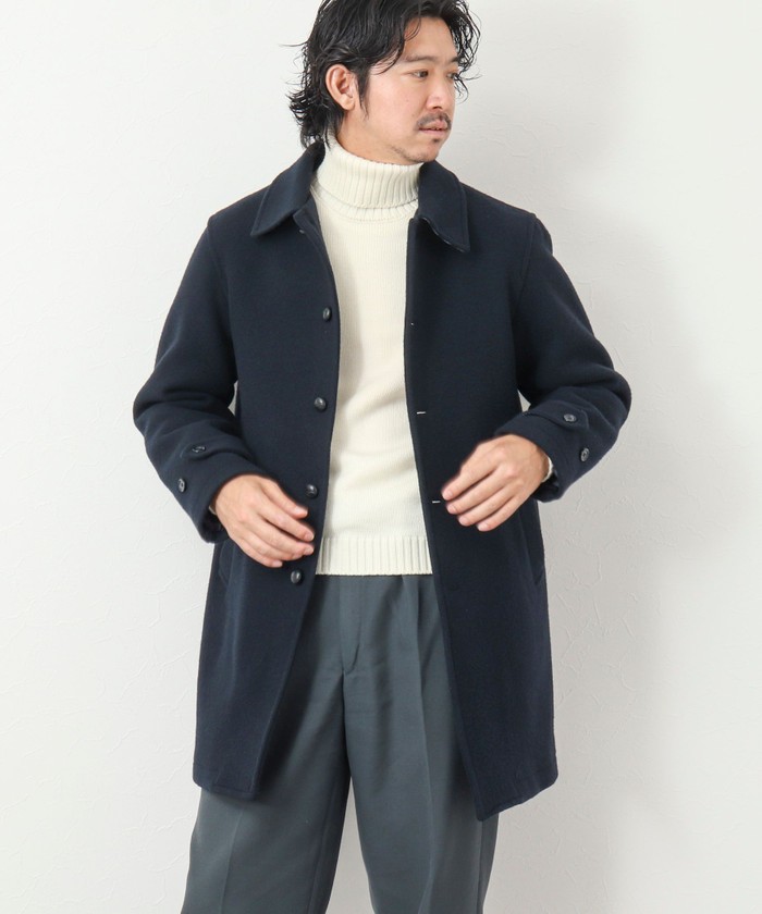 50s 60s ROCK KNIT COAT ステンカラーコート　usa製 セール】《ビジカジ対応》Super100 メルトン中綿ステンカラー