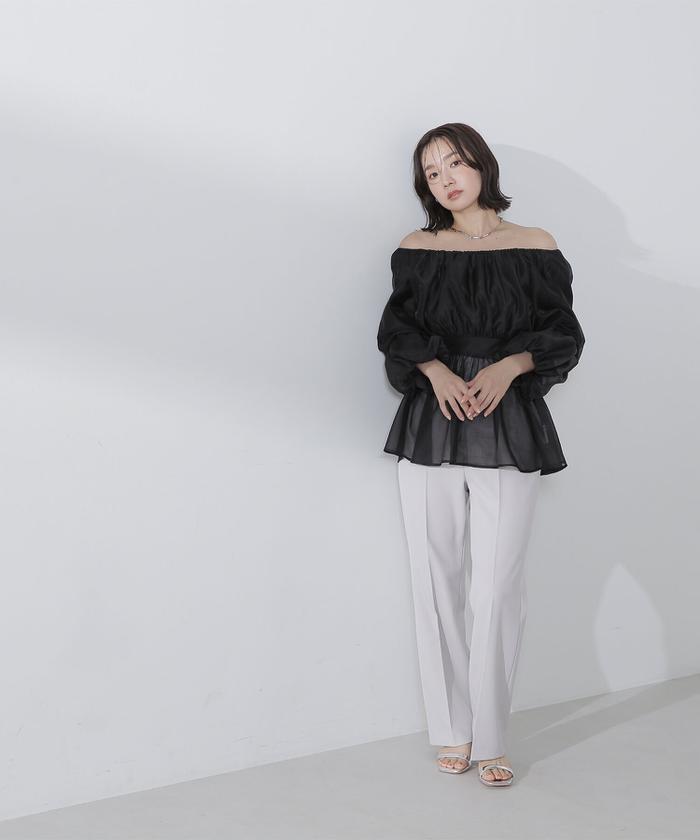 楽天市場】シアーギャザーペプラムブラウス 24SS NATURAL BEAUTY