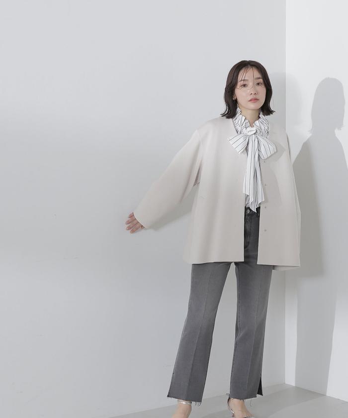 NATURAL BEAUTY BASIC ウールフォルムハーフコート NATURAL BEAUTY BASIC ウールフォルムハーフコート ウーリー