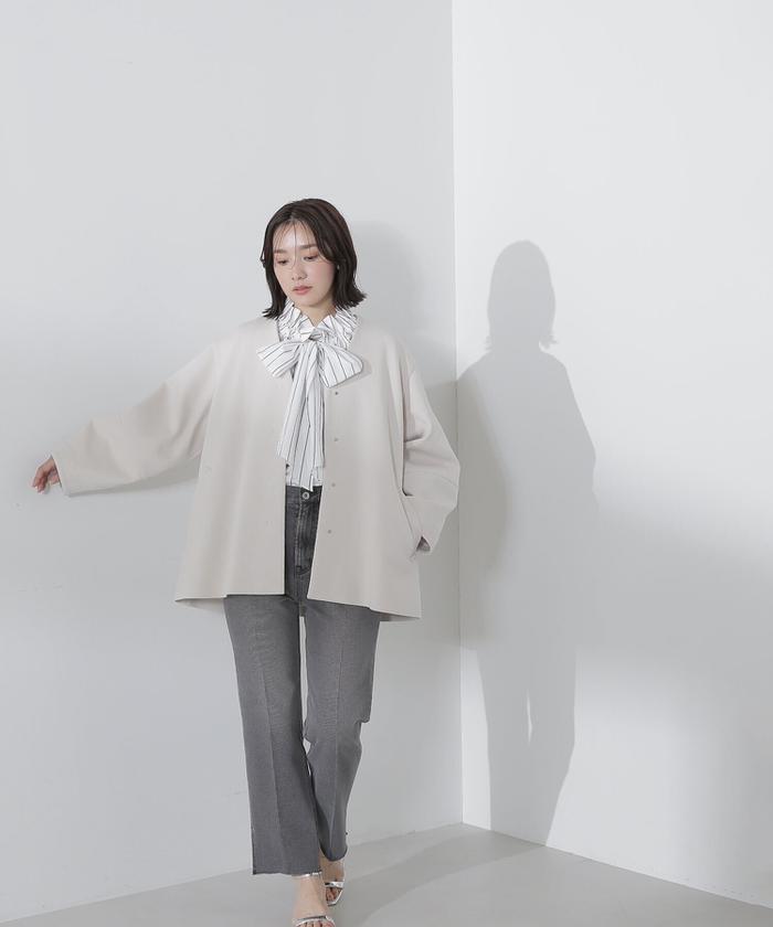 セール】ノーカラーフォルムハーフコート 24SS(505816102