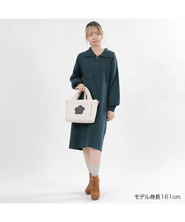 マリークワント　ハーフジップ ミニワンピース【新品】 マリークワント MARY QUANT デイジーハーフジップニット