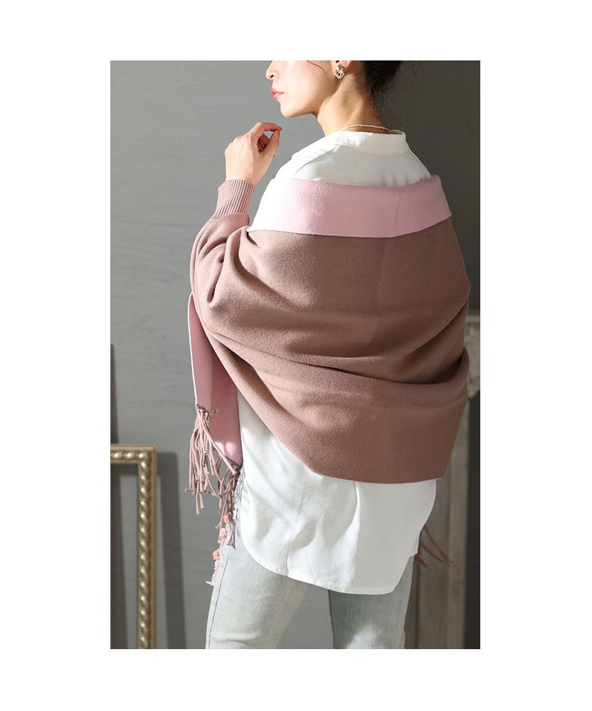 ★美品　ワンダフルワールド　花モチーフ　ストール　毛100% ☆美品 ワンダフルワールド 花モチーフ ストール 毛100% 小物