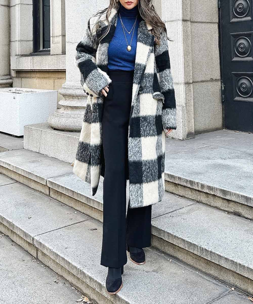 エストレジャ　ブラック　チェック　コート エストレジャ ブラック チェック コート チェックコート（その他