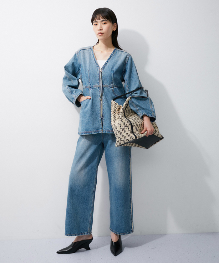 【美品】アダムエロペ　ADAM ET ROPE デニムチュニックシェイプシャツ サステナブル】デニムチュニックシェイプシャツ(505815942