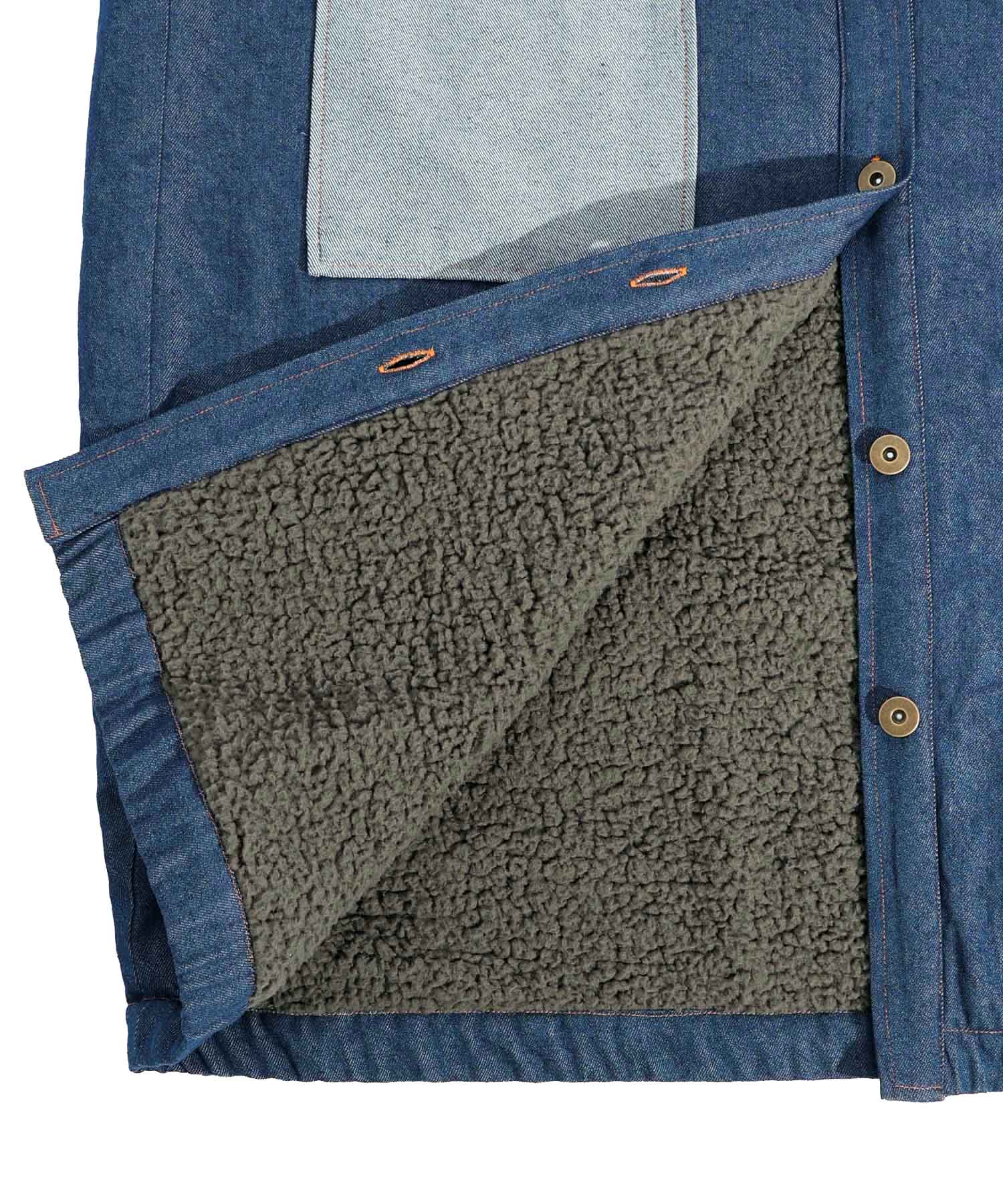 クーポン】【セール 10%OFF】裏ボアデニム 刺繍ビッグシルエット