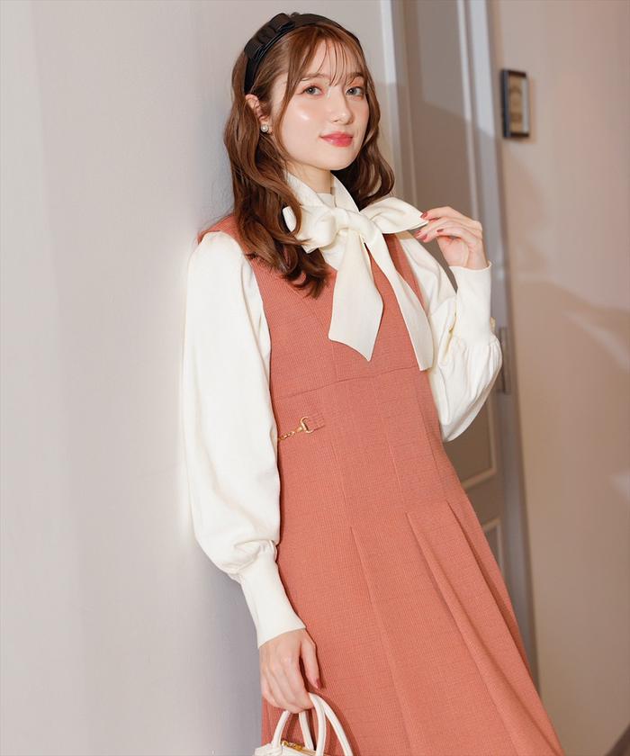 セール】2WAYボウタイ付きハイネックニットプルオーバー