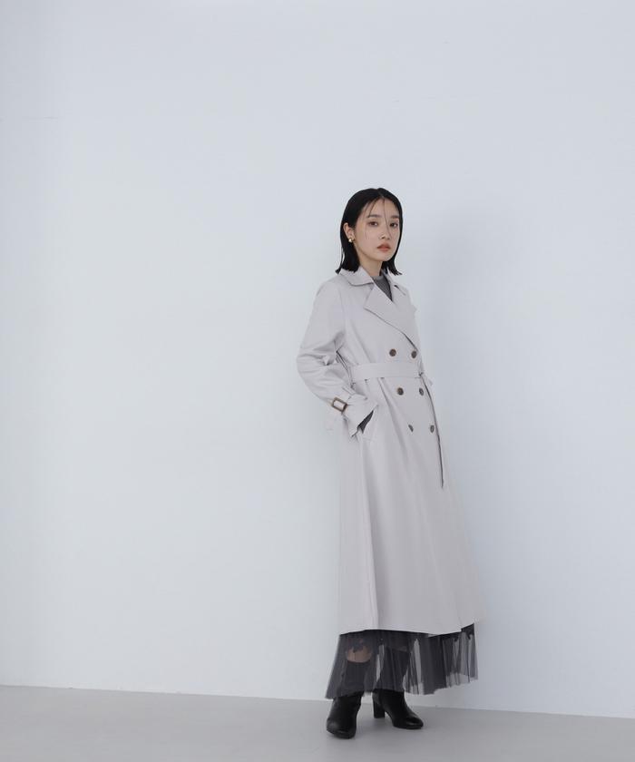 Natural Beauty Basicグレージュトレンチコート ウエストリボン