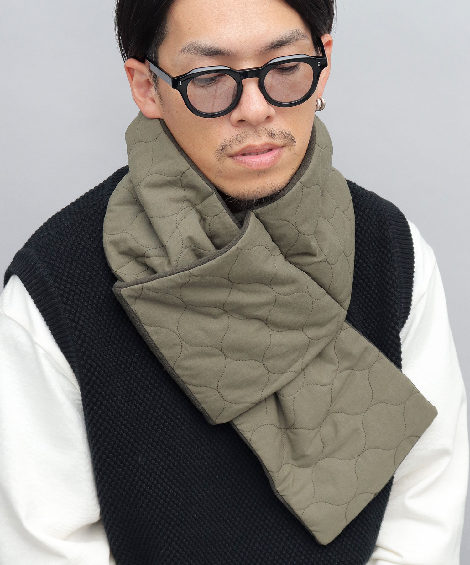新品　　ビアズリー　キルトストール　黒 BEARDSLEY / ビアズリー マフラー・ショール・スヌード