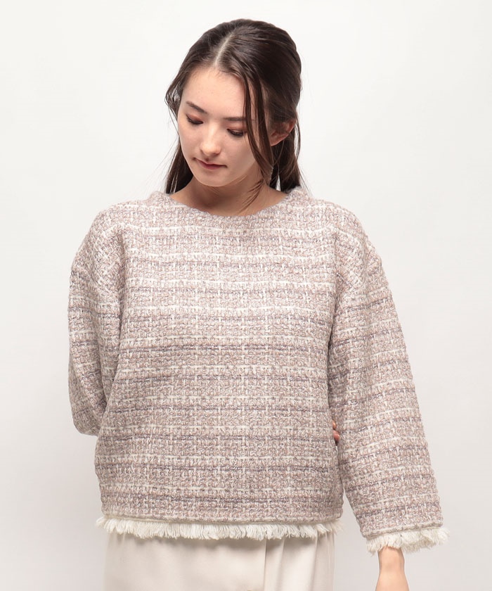 セール 50%OFF】ルーニィ LOUNIE ツイード風ニットプルオーバー