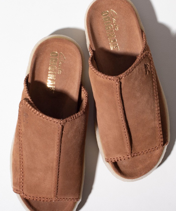 CLARKS スライド サンダル ブラウン レザー ベルクロ スニーカー 限定展開】【CLARKS/クラークス】ベルクロ レザーサンダル