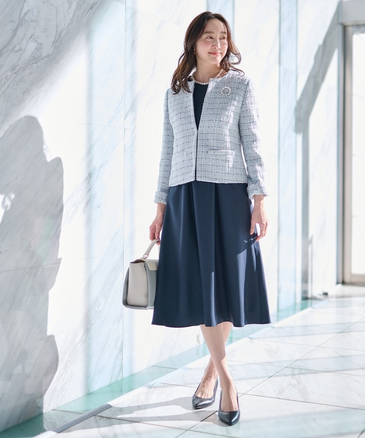 【シビラ】ジャケット フレアスカート セットアップ シビラジャケットフレアスカートセットアップノーカラーワンピースL