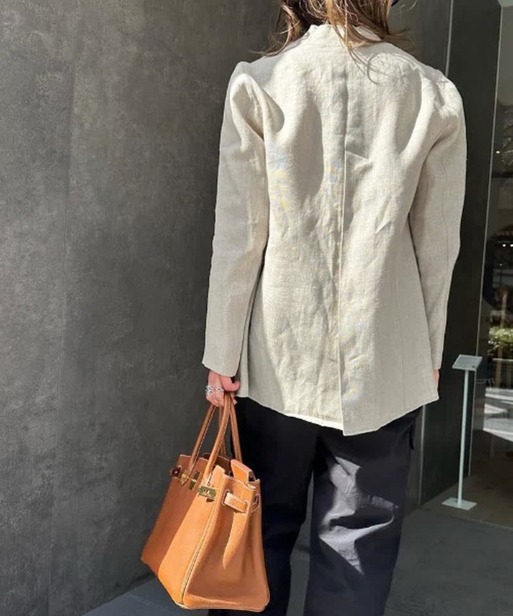 新品☆audrey and john wad リネンノーカラージャケットS☆ザラ