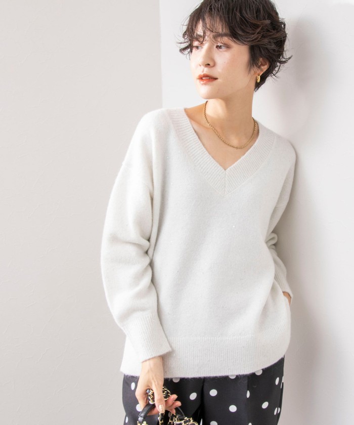 セール 20%OFF】《手洗い可能》ラメスパンコールVネックプルオーバーニット(505817918) | ノーリーズソフィー(NOLLEY'S  sophi) - d fashion