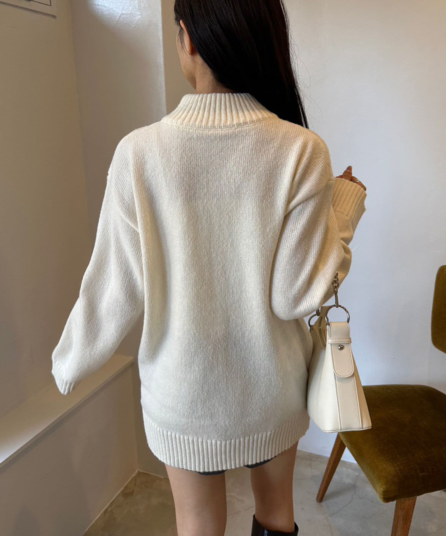 プランテーションウールチュニックワンピース 美品*プランテーション幾何学模様ウール ショートスリーブ