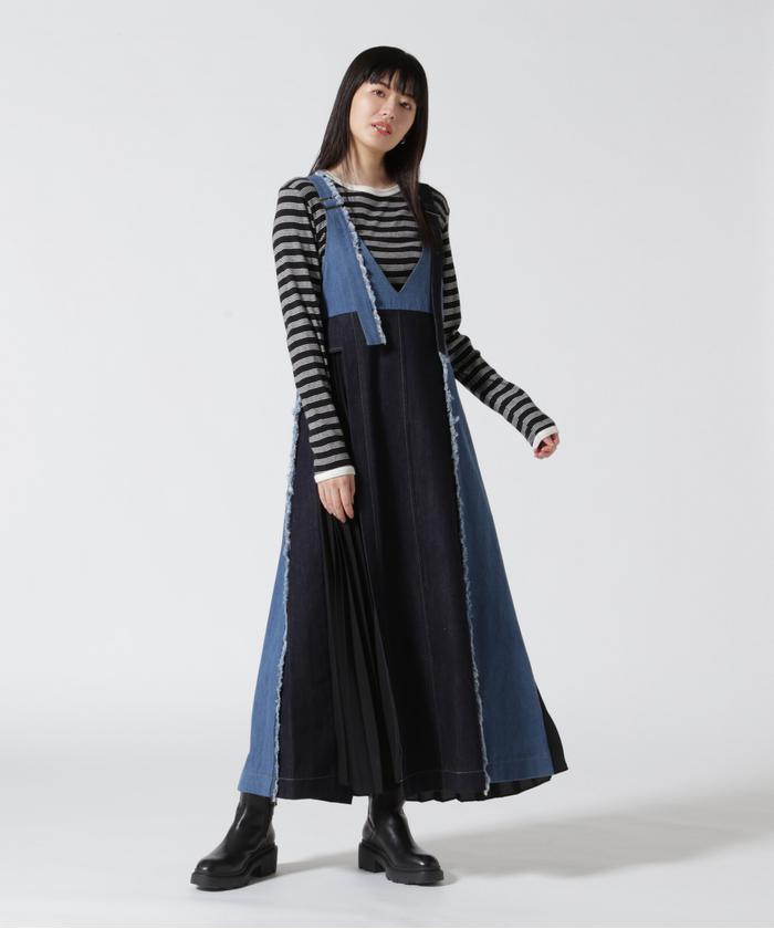 AULA AILA 艶ジャンパースカート ASYMMETRY PLEATS JUMPER SKIRT — aulaaila