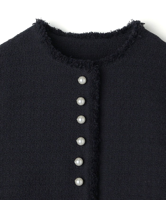 ZARA - ZARA ノーカラー ツイードジャケット 黒 XSの通販 by